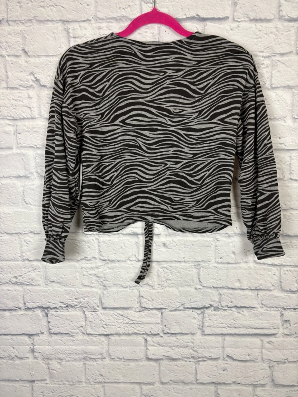 NWT Jessica Simpson Girls Zebra Animal Print Cropped Ruched top size 8/10 - Picture 5 of 6